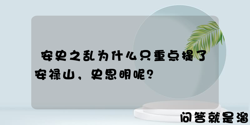 安史之乱为什么只重点提了安禄山，史思明呢？