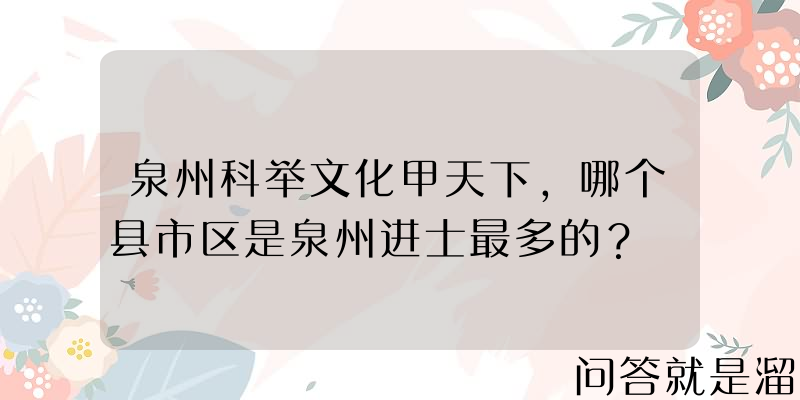 泉州科举文化甲天下，哪个县市区是泉州进士最多的？