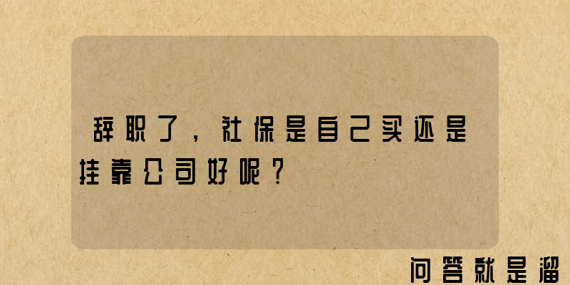 辞职了，社保是自己买还是挂靠公司好呢？